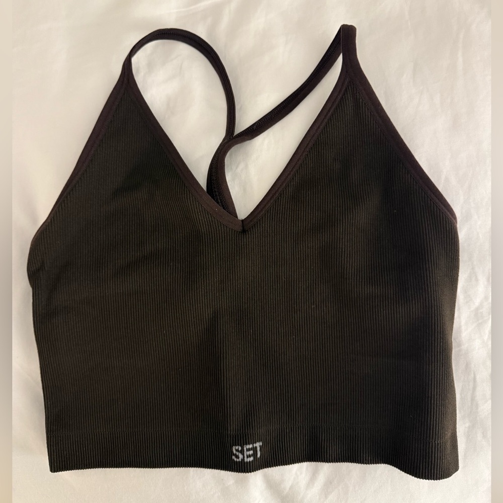 Set Active Ribbed Racerback Cropped Tank / Bra
